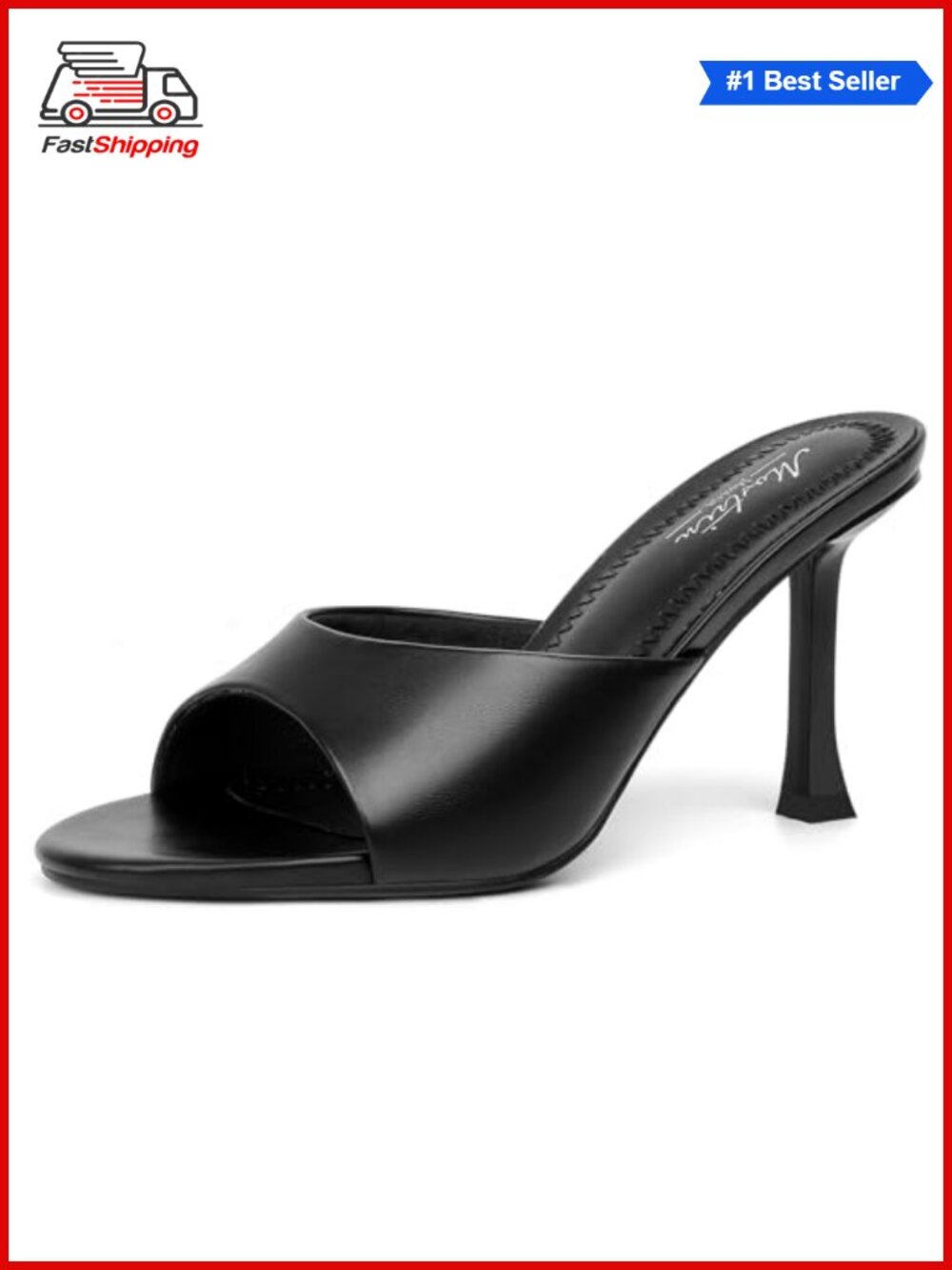 ✨ Mostrin Kitten Heels Mules Sandals Round Toe Bow Slip On Heeled Backless